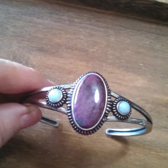 Custom Ruby Zoisite Cuff Bracelet stainless steel 3 sizes - Picture 3 of 4